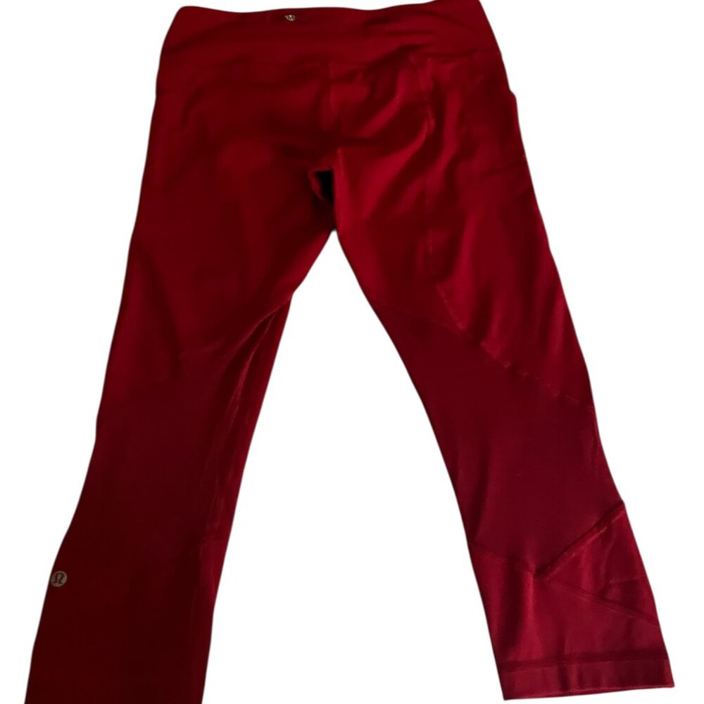 Red lululemon Hi Rise Crop Leggings- Size 8